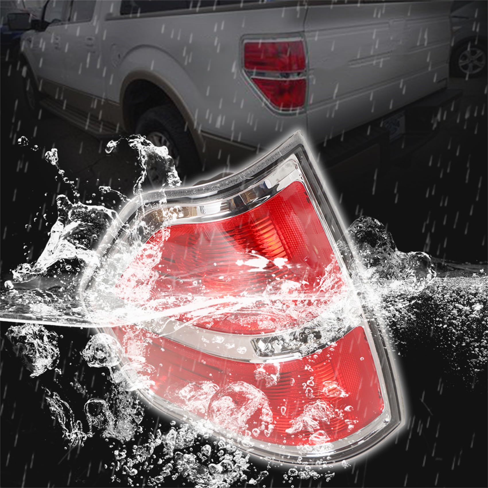 labwork tail light in wet conditions showing weather-sealed protection