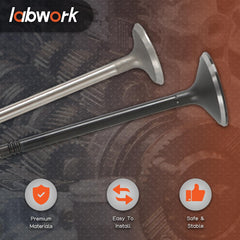 labwork intake and exhaust valves side-by-side for visual comparison and immediate size verification