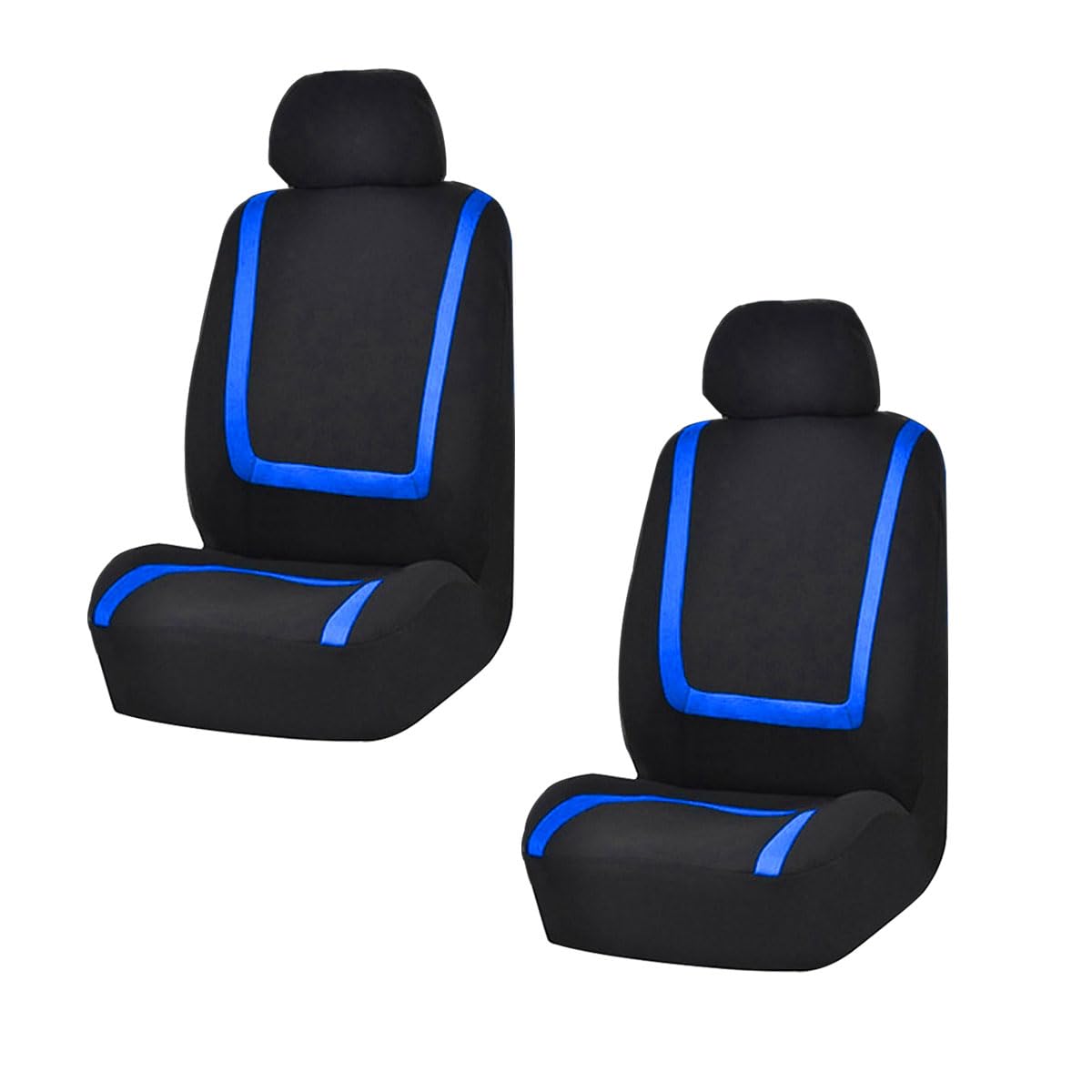 LAINLOY front view of black and blue seat covers showing clean finish and protection