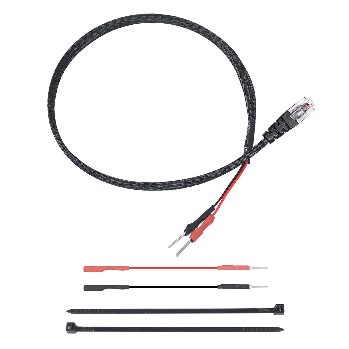 Lakapre front packaging of RJ11 hardwire kit showing kit contents and tidy look