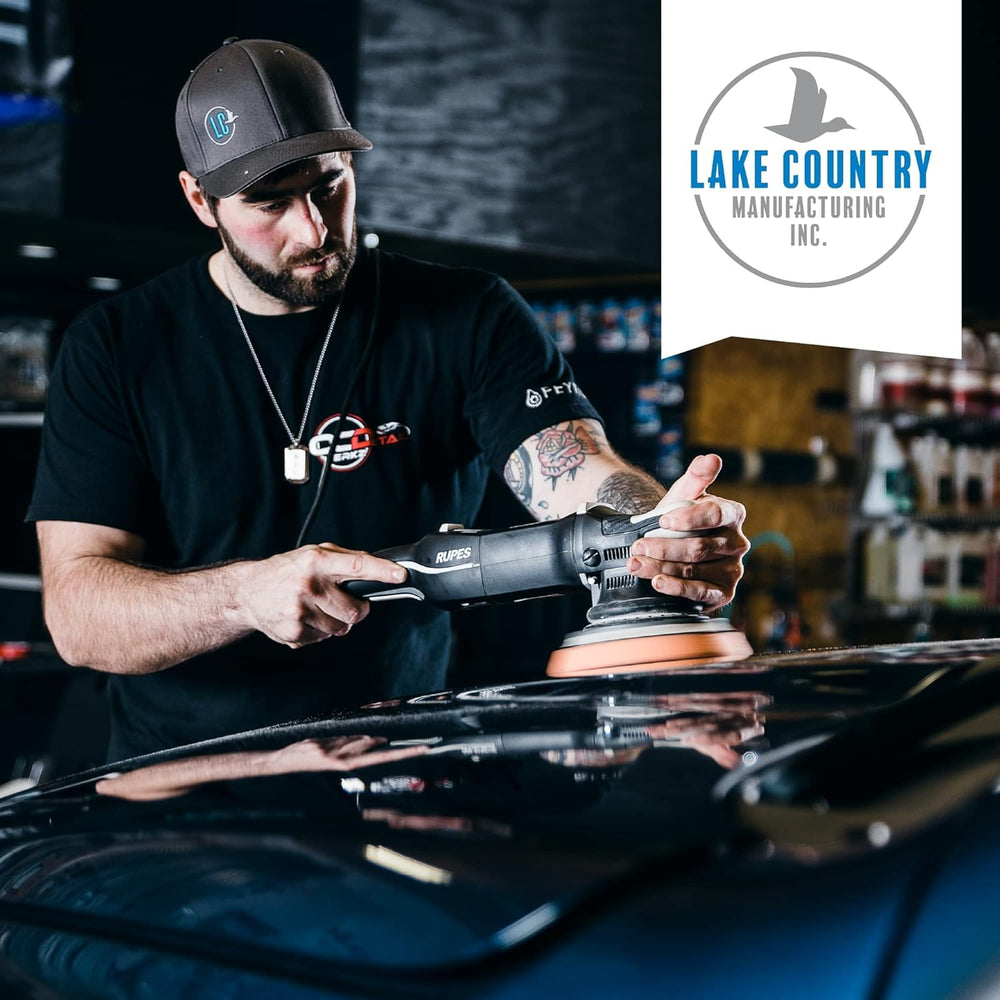 Lake Country backing showing hook-and-loop detail for secure attachment and easy pad changes
