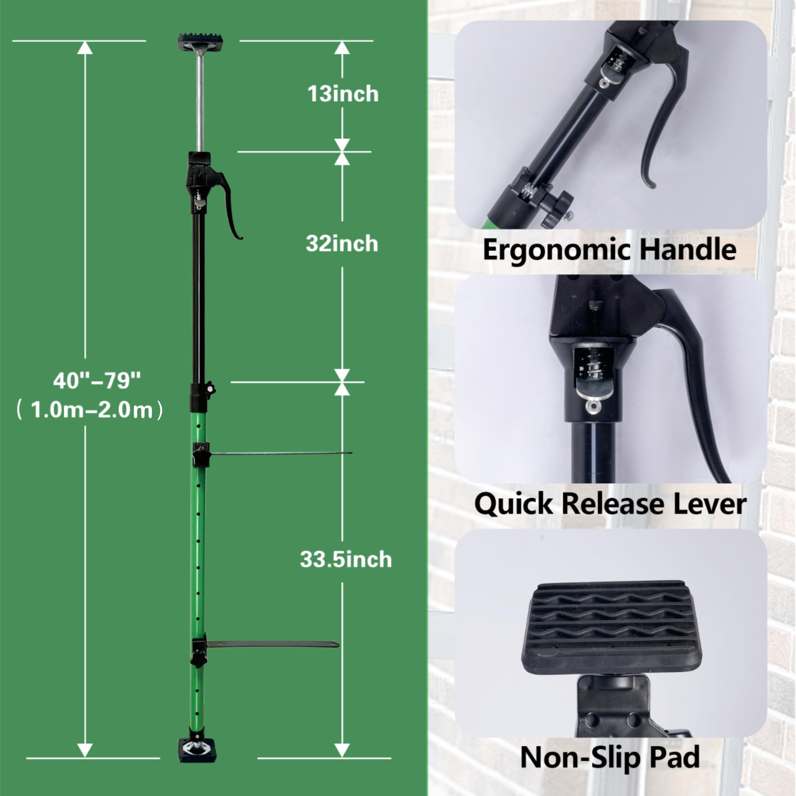 Lakfus close-up of telescoping locking mechanism highlighting stable 220 lb capacity