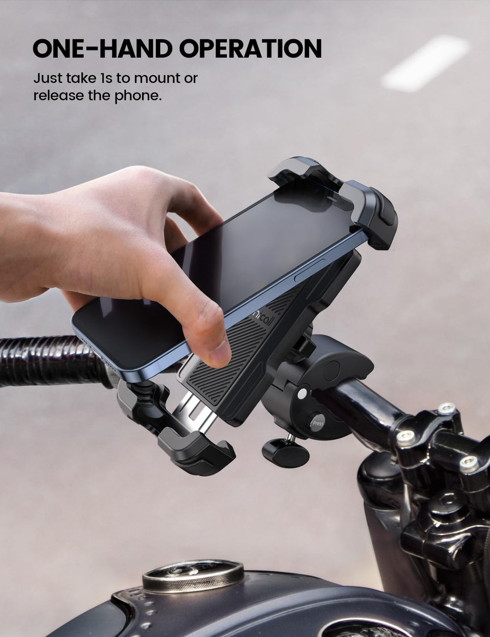 Lamicall closeup of metal safety lock providing reinforced phone security