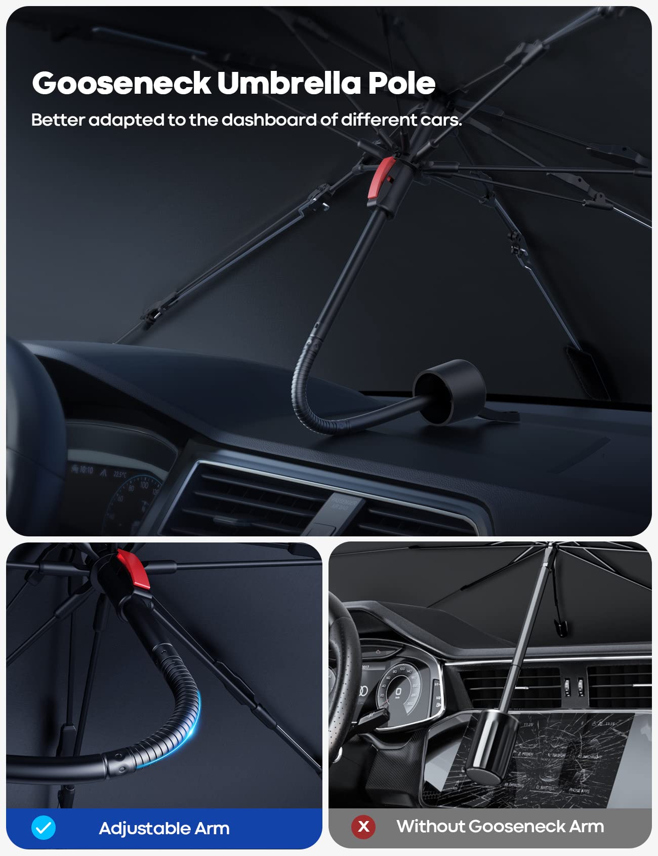 lamicall installed in car showing quick deployment and cooler cabin benefit