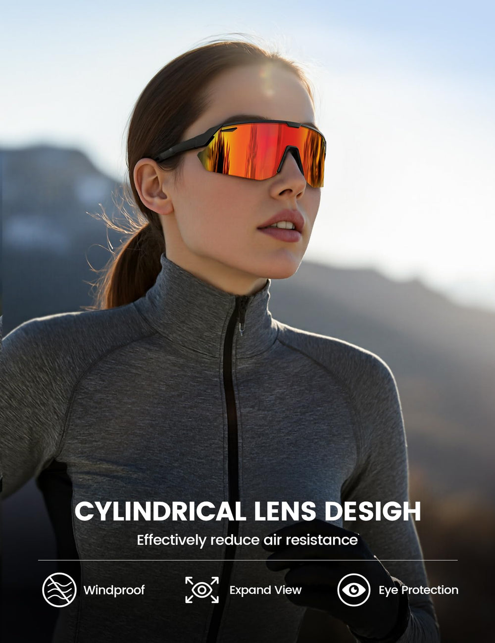 Lamicall sunglasses worn by cyclist, stable fit during rides