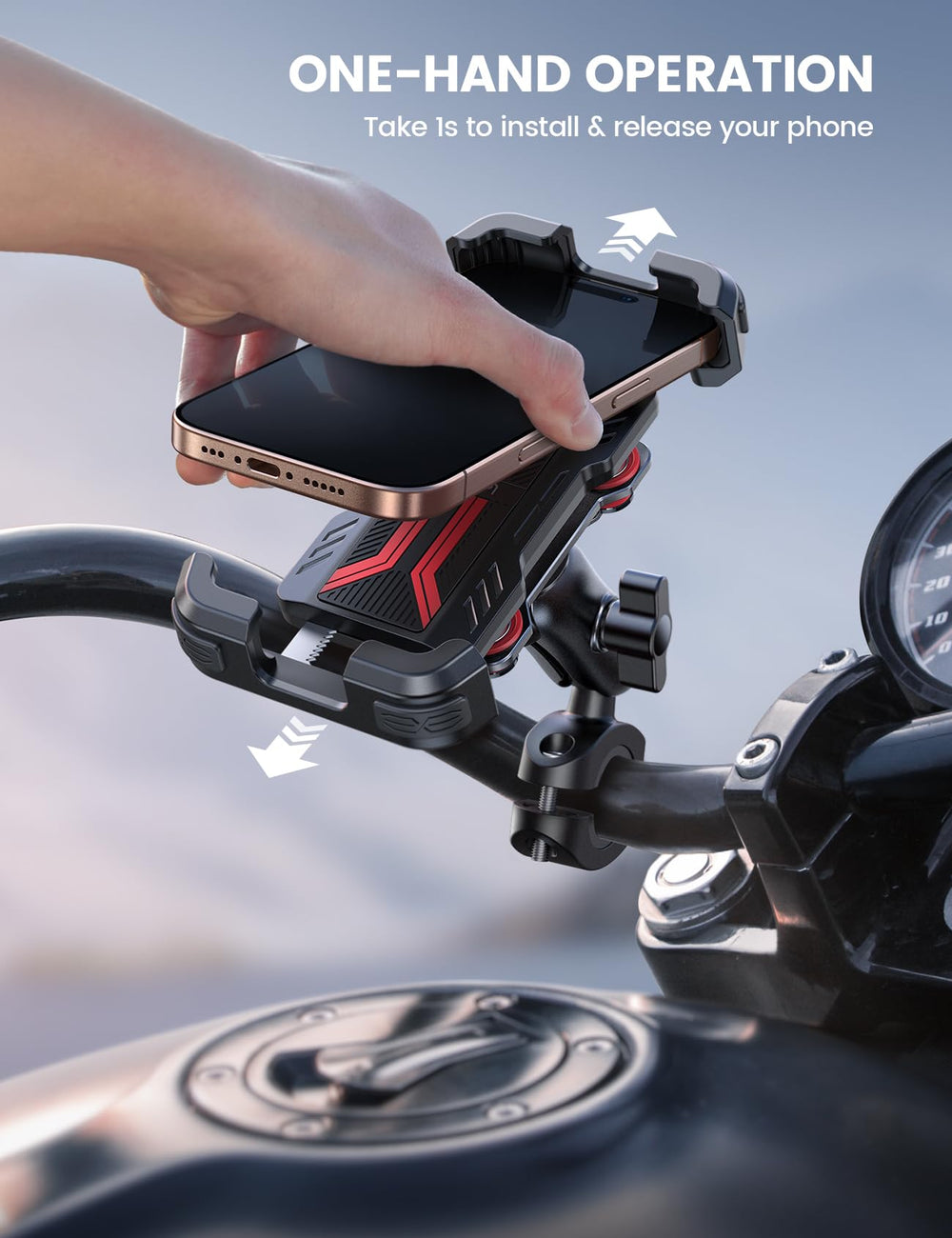 lamicall in use navigation on motorbike offering hands-free directions and visibility