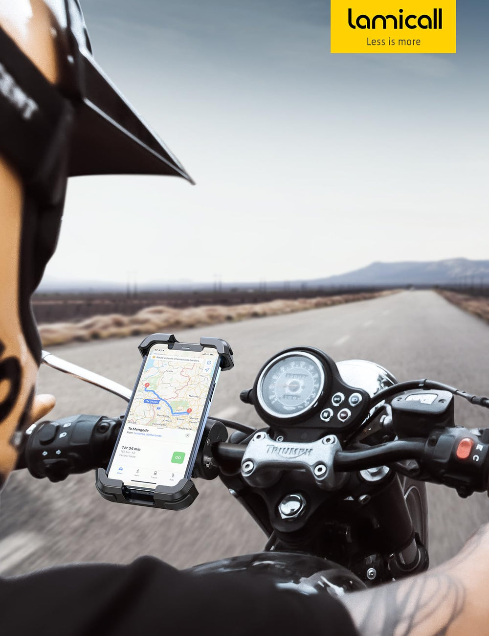 Lamicall lifestyle shot on commuter bicycle improving navigation visibility