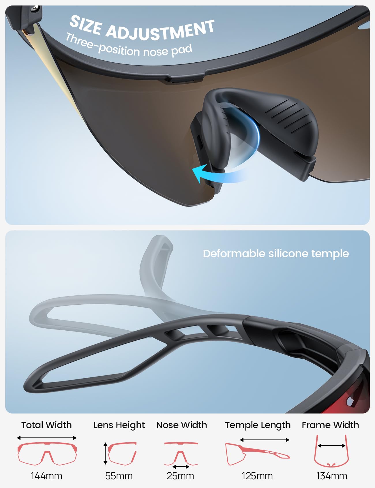 Lamicall adjustable nose pads detail, customizable comfortable fit