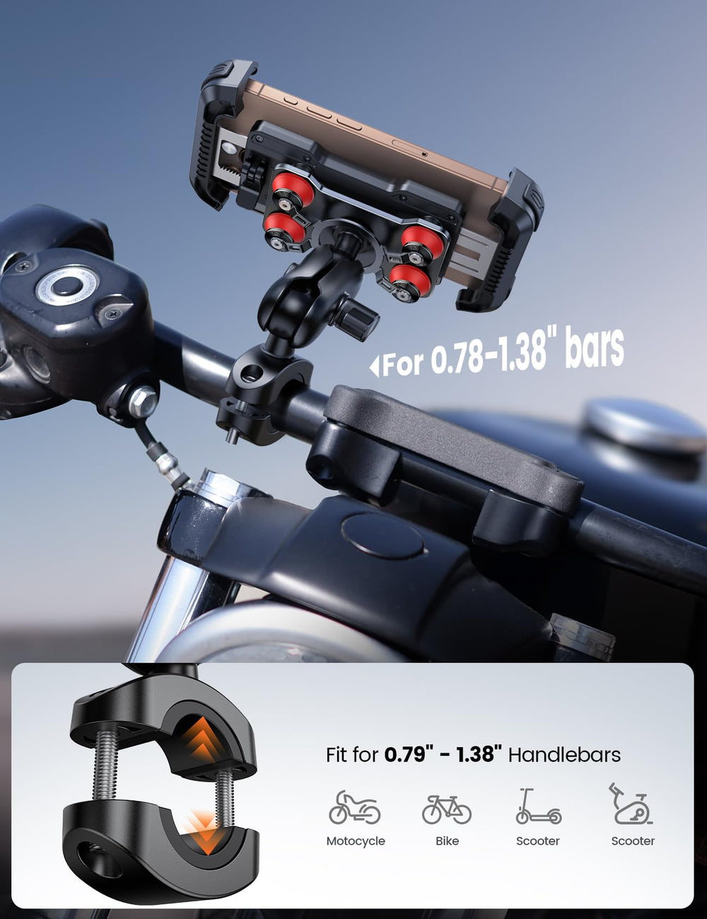 lamicall phone clamp corner pads providing cushioned protection during rides
