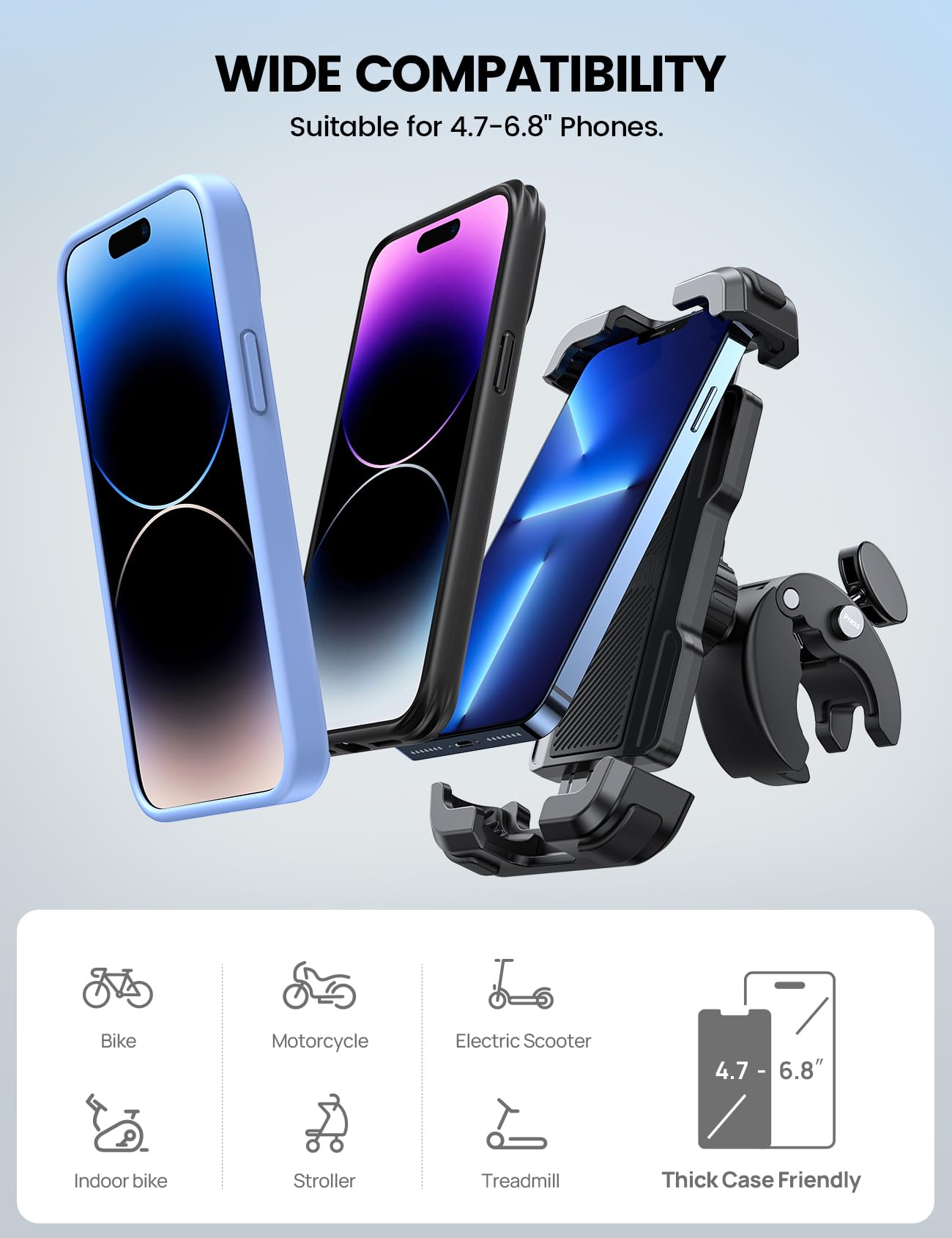 Lamicall holding phone with case demonstrating fit and protective clearance