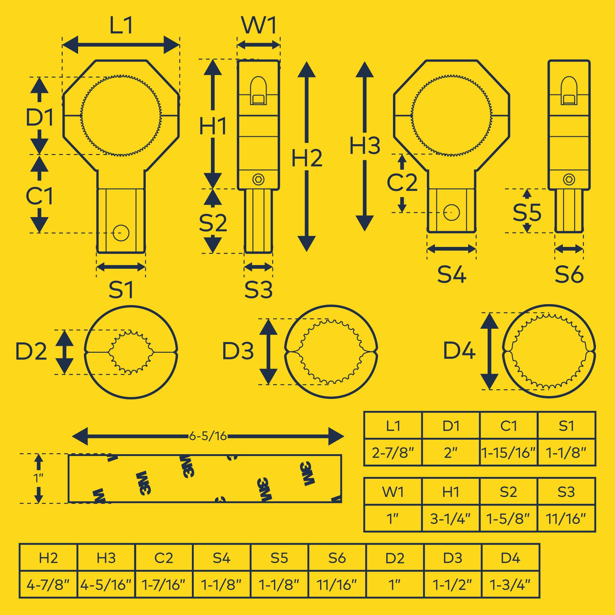 LAMPHUS clamp next to ruler showing size and scale for clearance planning