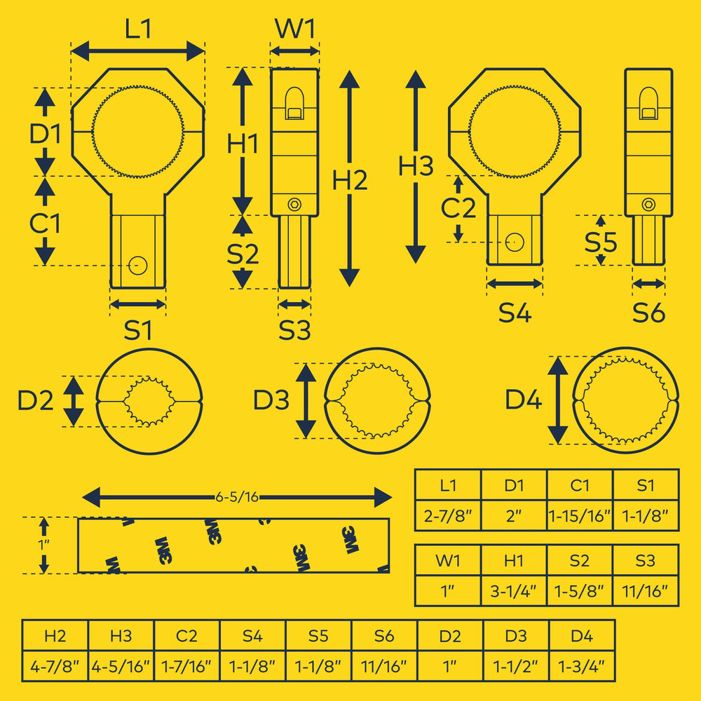 LAMPHUS clamp next to ruler showing size and scale for clearance planning