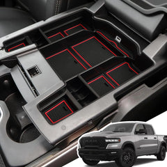 LANGBEAN front view of console organizer showing tidy compartments and quick access benefits