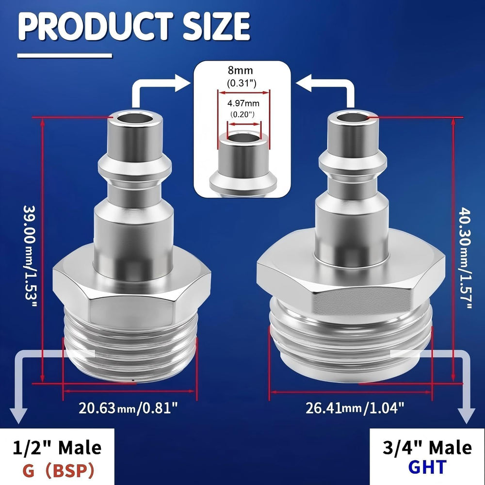 Langina adapter thread detail for 1/2 inch G (BSP) shower hose showing reliable fit and easy retrofit