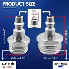 Langina adapter thread detail for 1/2 inch G (BSP) shower hose showing reliable fit and easy retrofit
