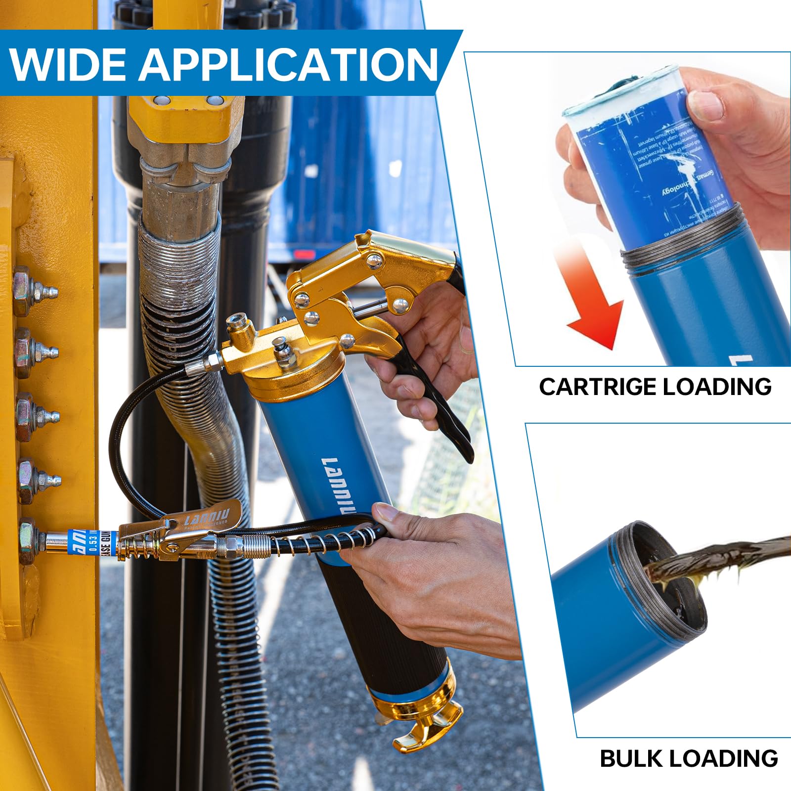 LANNIU 18-inch spring-flex hose showing flexible reach advantage