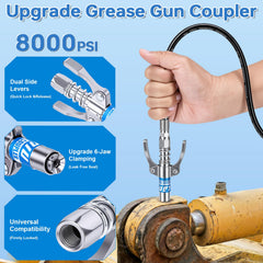 LANNIU dual-lever coupler close-up highlighting one-handed secure lock advantage