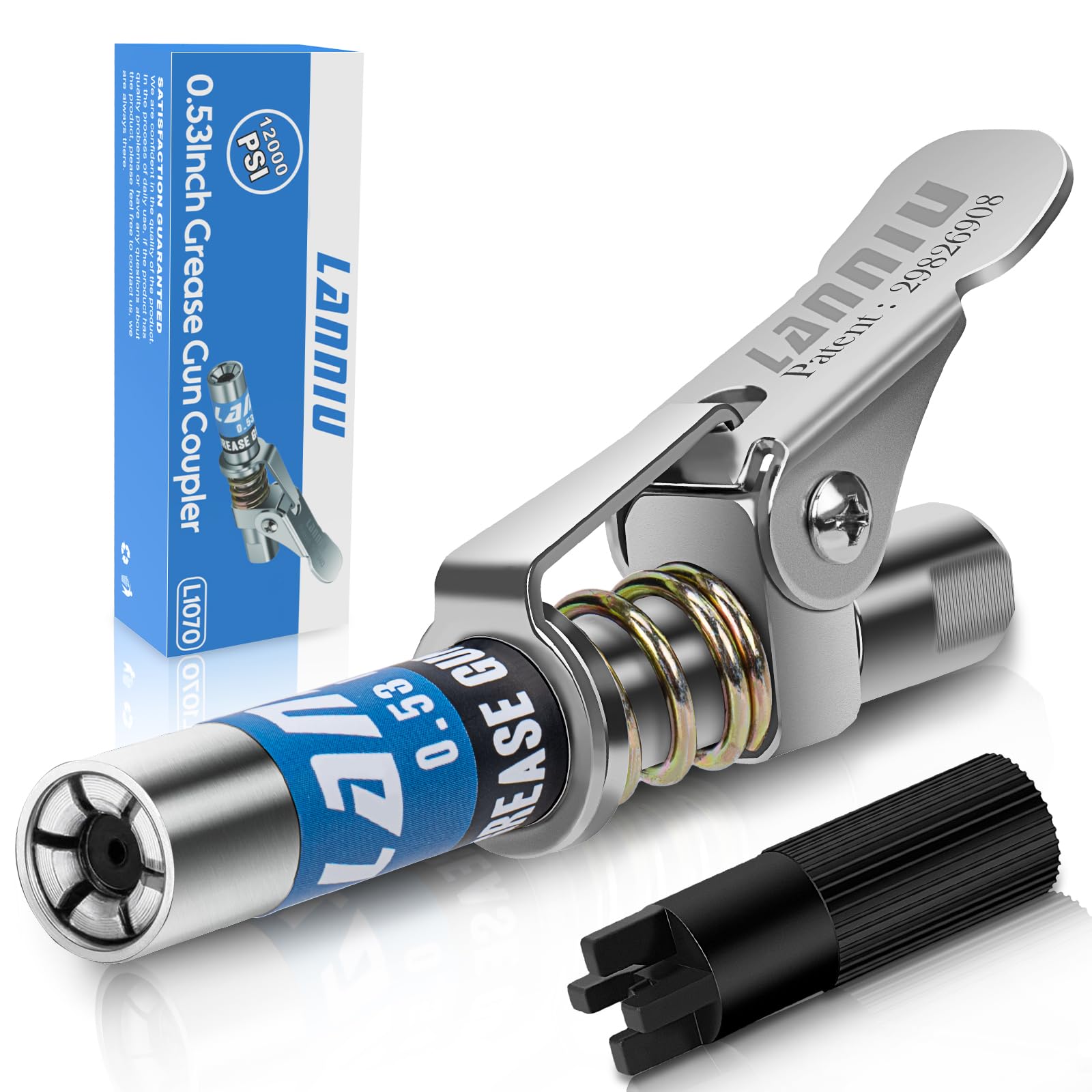LANNIU front view of coupler showing compact design and quick lock benefit