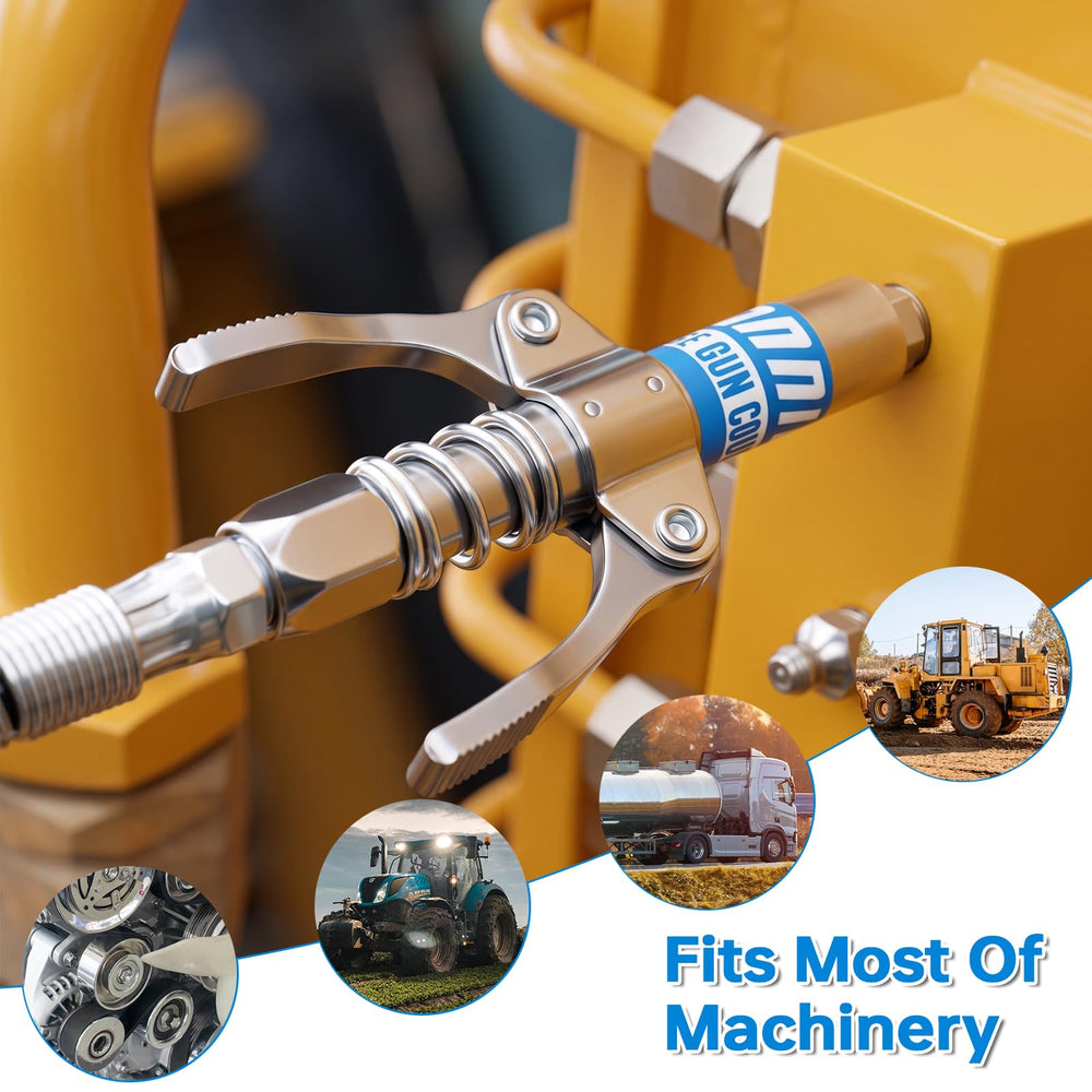LANNIU mounted on grease gun showing fast connect efficiency