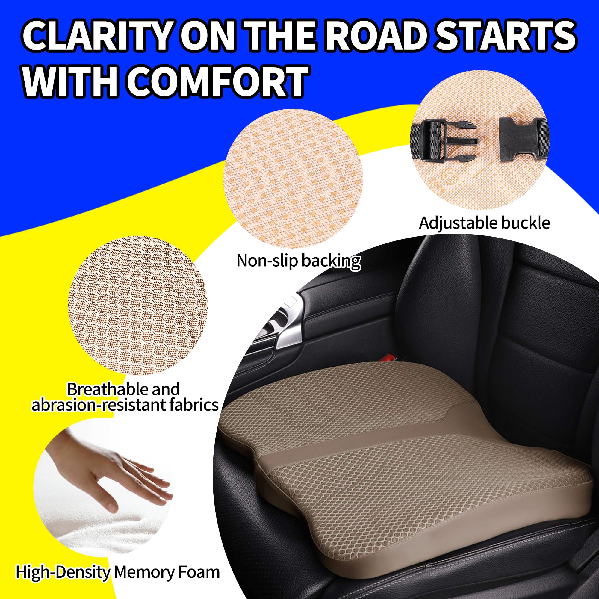LARROUS cushion in use under driver providing elevated visibility
