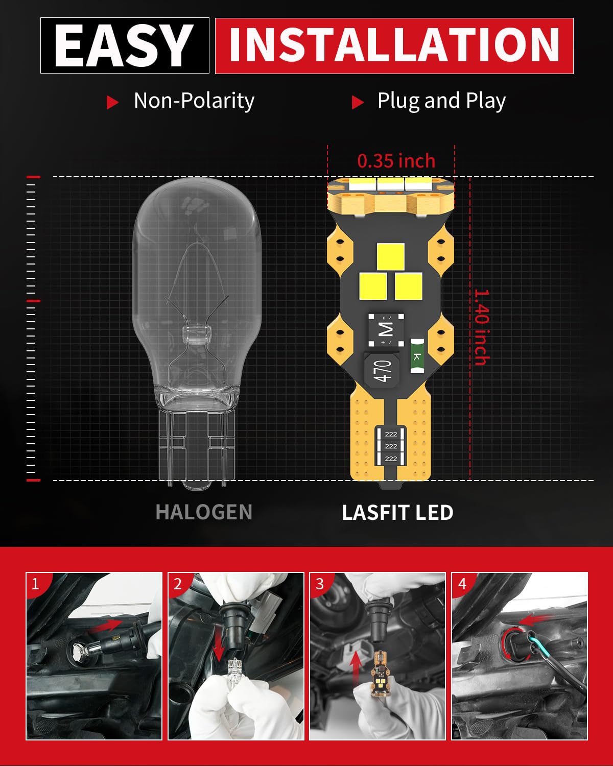 LASFIT bulb installed in socket showing CAN-BUS compatibility benefit