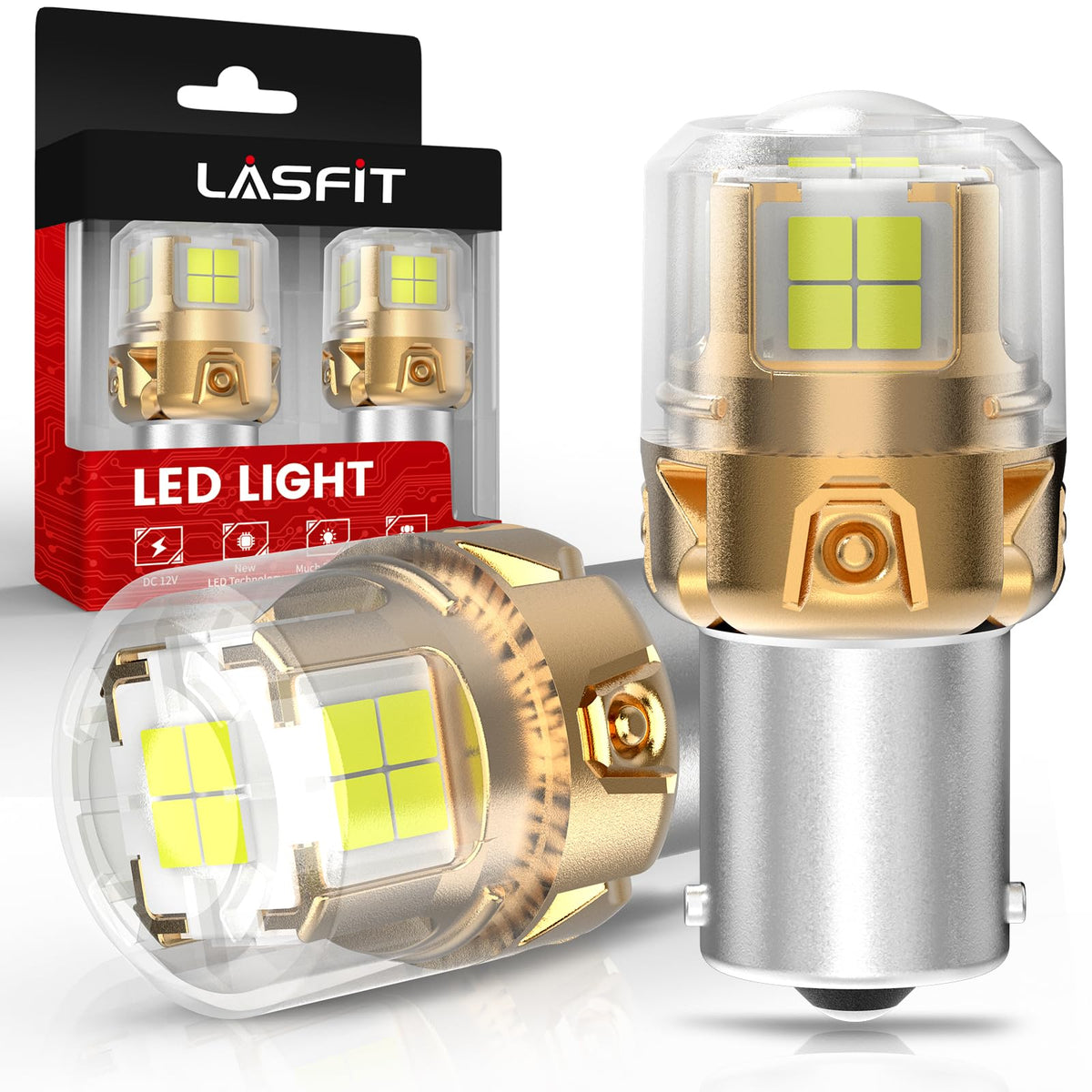 LASFIT L2 front view showing bulb shape and plug-and-play fit benefit
