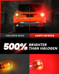 LASFIT projector lens closeup highlighting focused red beam and visibility benefit