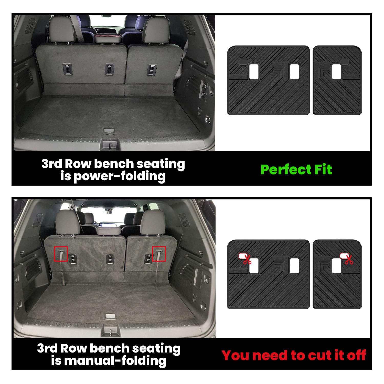 LASFIT second-row mat beside bucket seat illustrating custom coverage and comfort