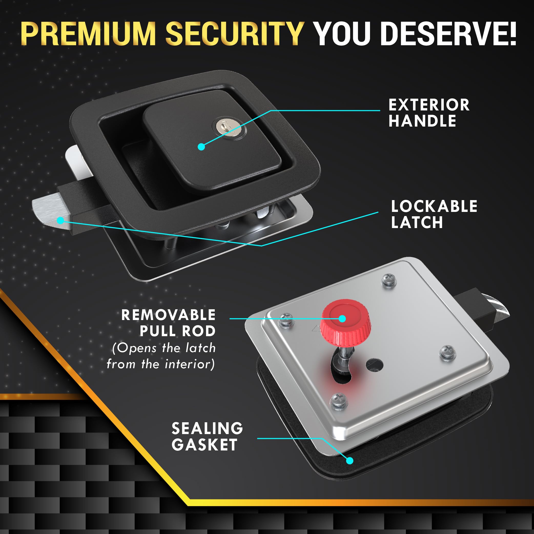 LATCH.IT installed on RV compartment door offering secure storage access