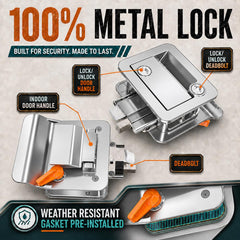 LATCH.IT installed on camper door demonstrating fit and secure operation