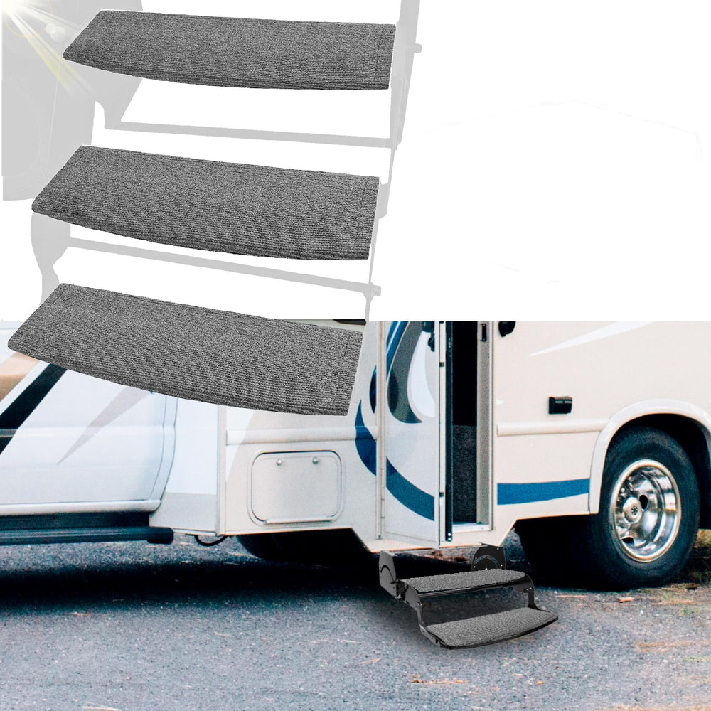 LATCH.IT front view of rounded RV step cover showing full coverage and clean look
