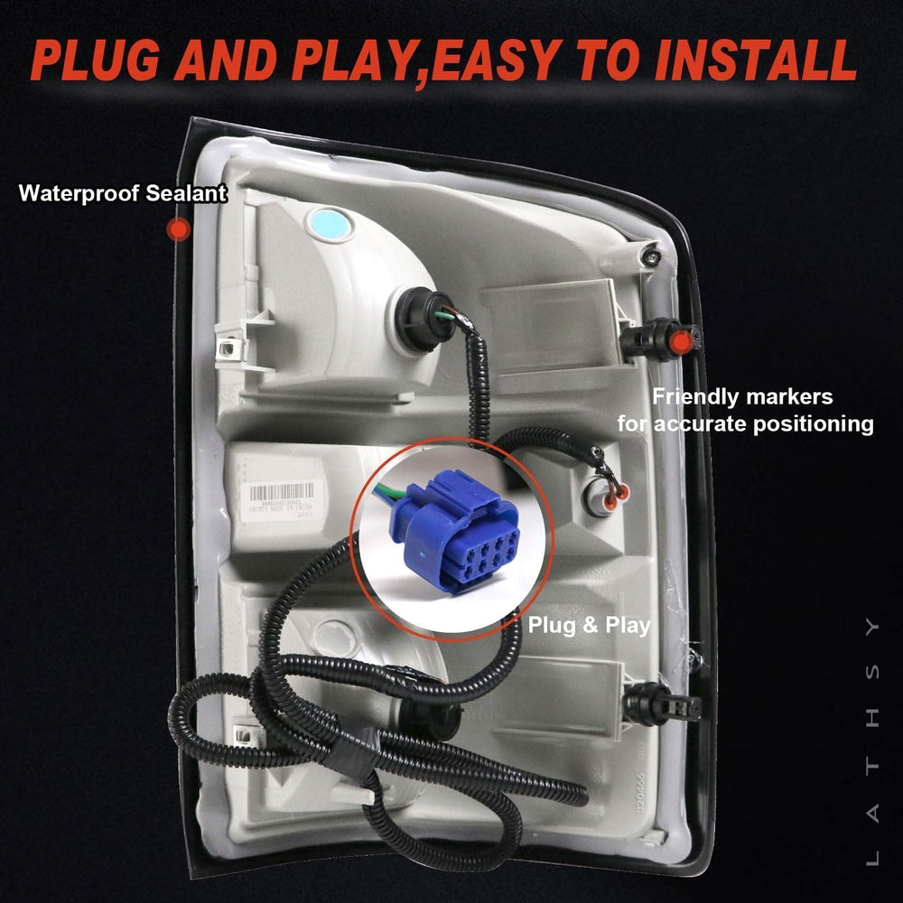 Lathsy rear connector view showing plug-and-play electrical benefit