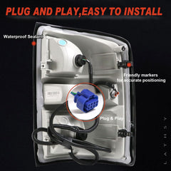 Lathsy rear connector view showing plug-and-play electrical benefit