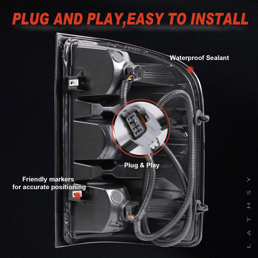 Lathsy tail light rear connector view with plug-and-play wiring benefit