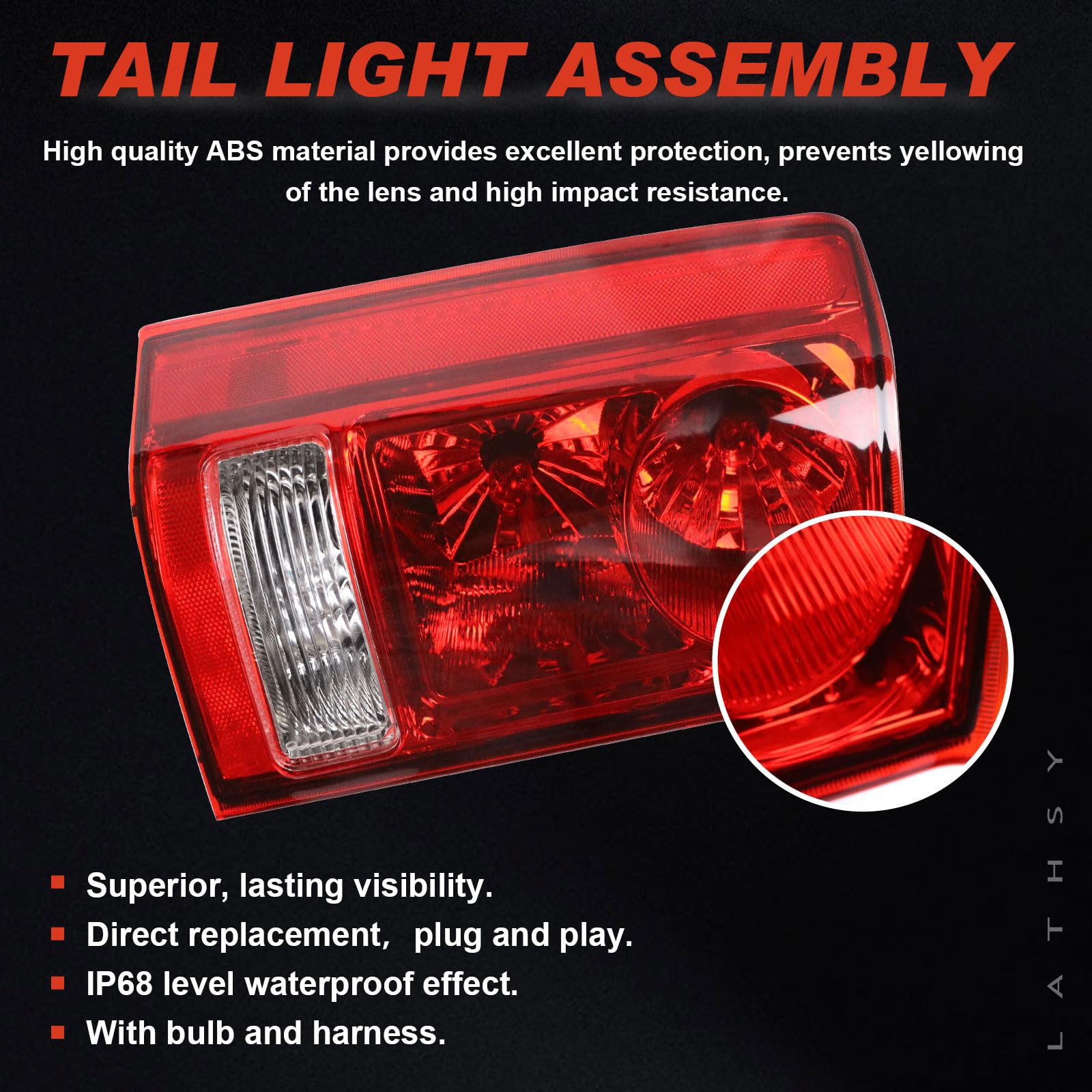 Lathsy tail light bulb socket and wiring plug for plug-and-play convenience benefit