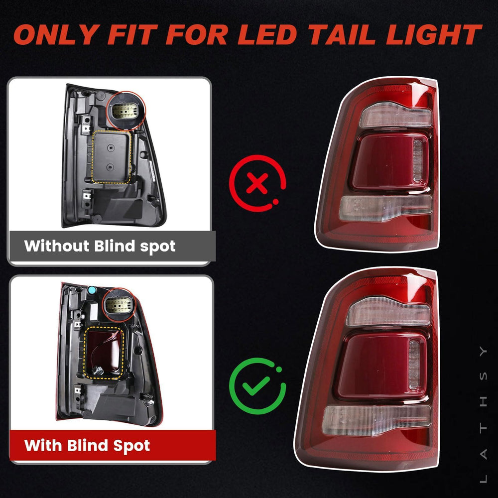 Lathsy tail light close-up lens showing red cover clarity and durability