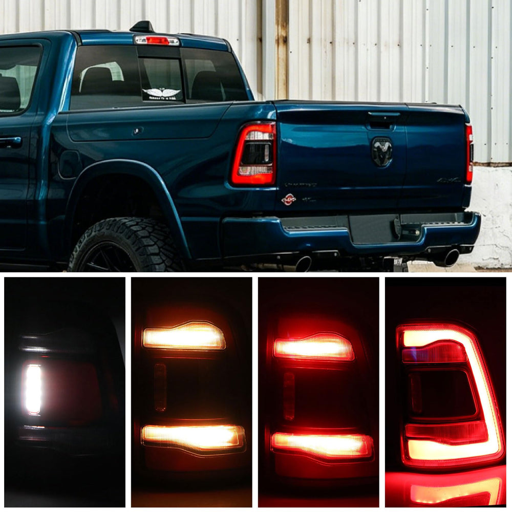 Lathsy tail light on truck at night showing improved visibility benefit