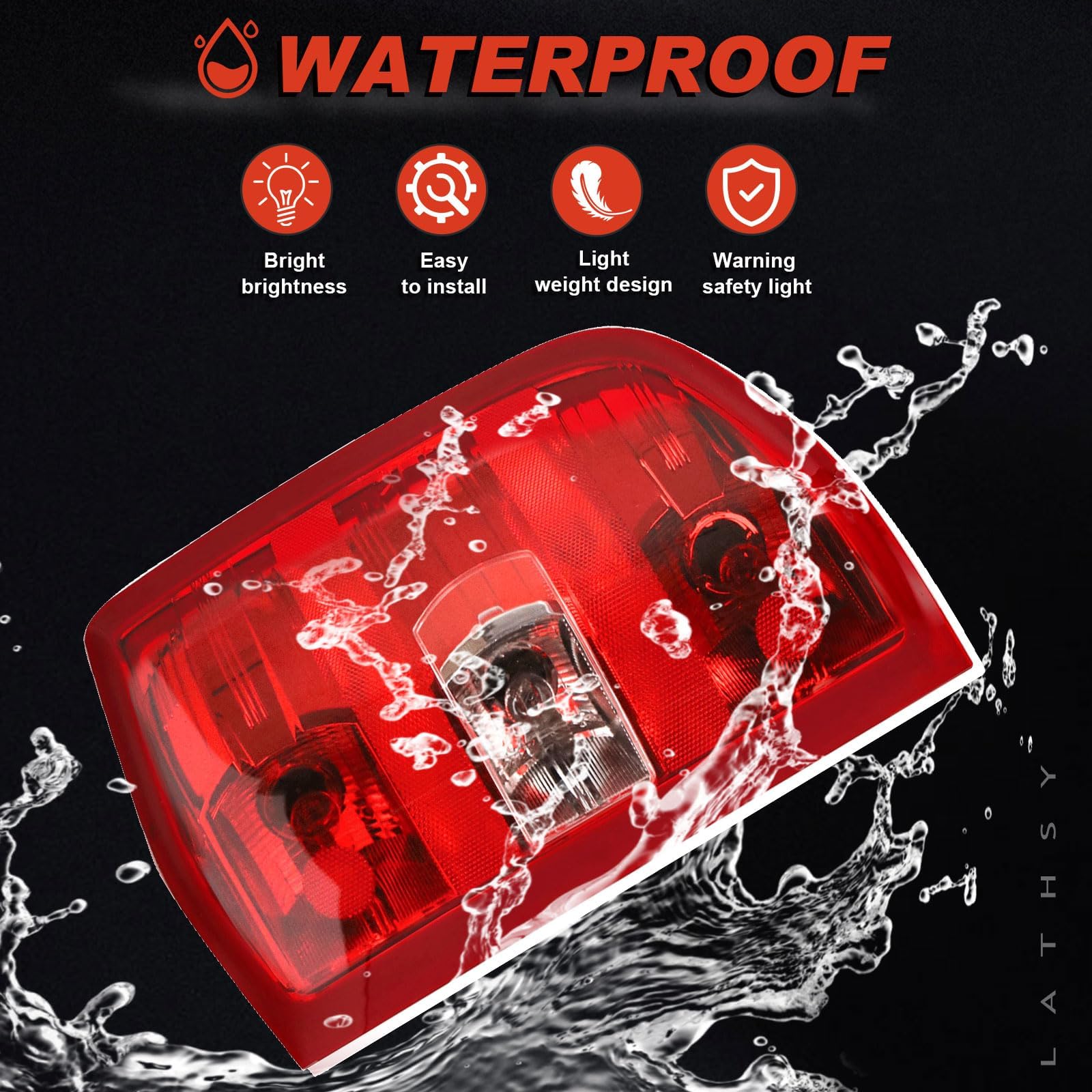 Lathsy tail light packaging with included bulb protecting shipment and readiness