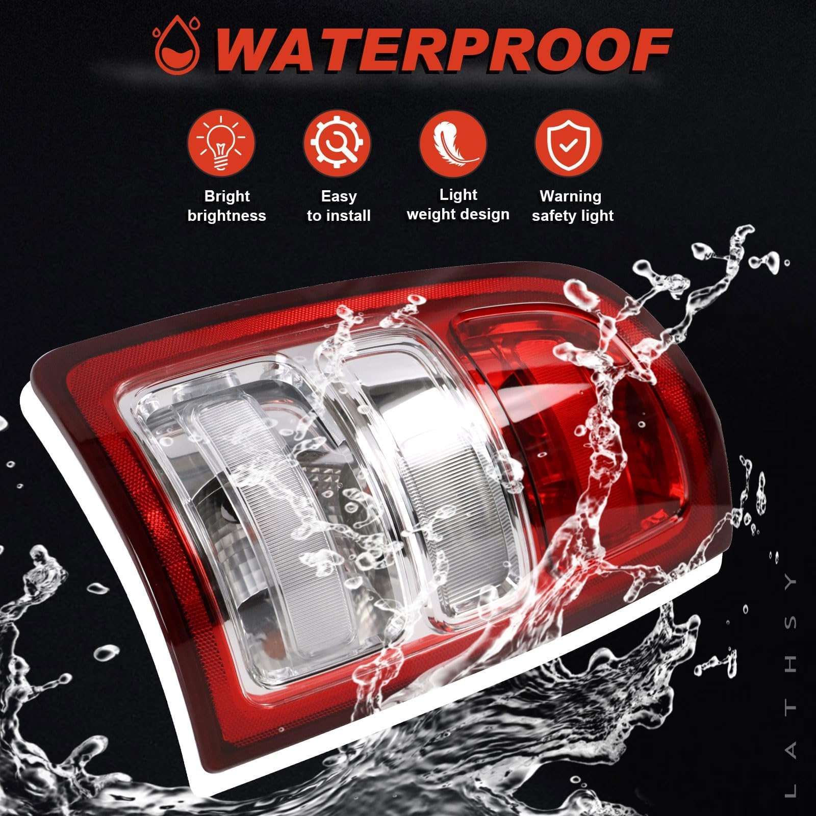 Lathsy tail light seal and gasket detail preventing moisture benefit