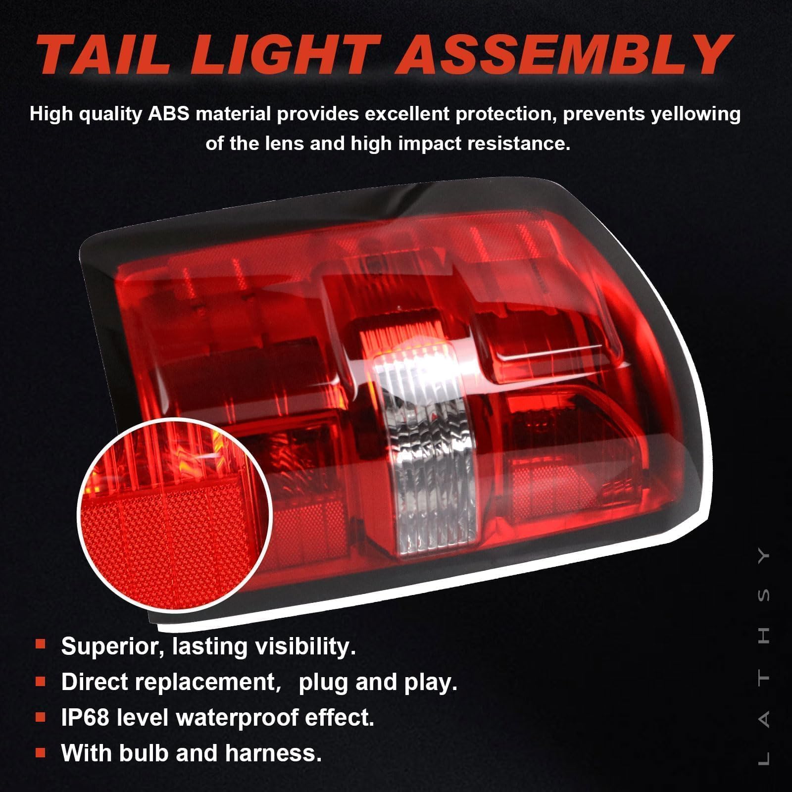 Lathsy tail light next to ruler showing correct size and fit benefit