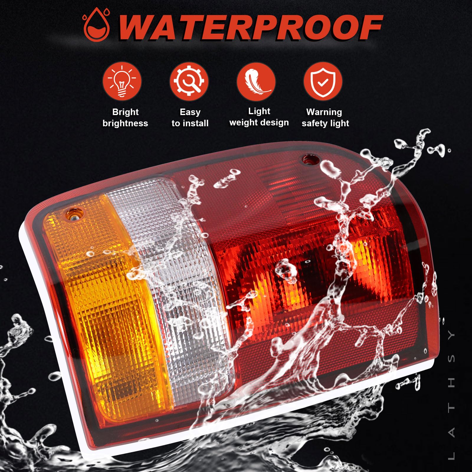 Lathsy tail light open with bulbs removed showing easy access