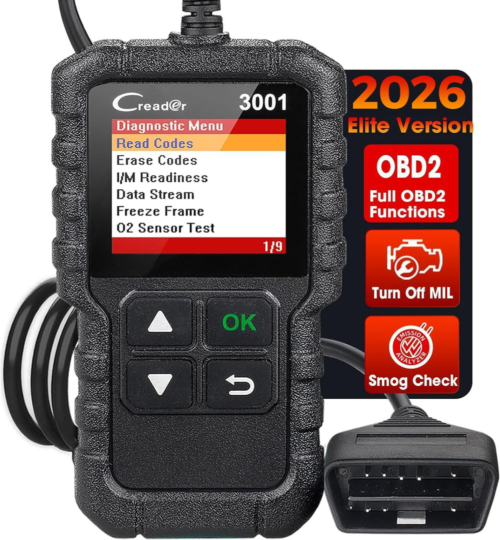 LAUNCH Creader 3001 front view showing display and buttons for fast diagnostics