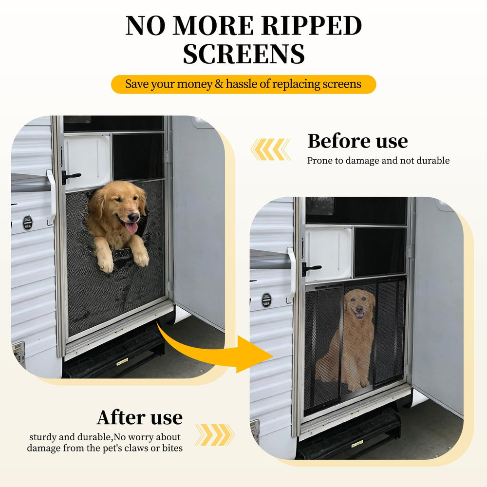 LCGAOYA protector installed on RV screen door providing pet-proof barrier