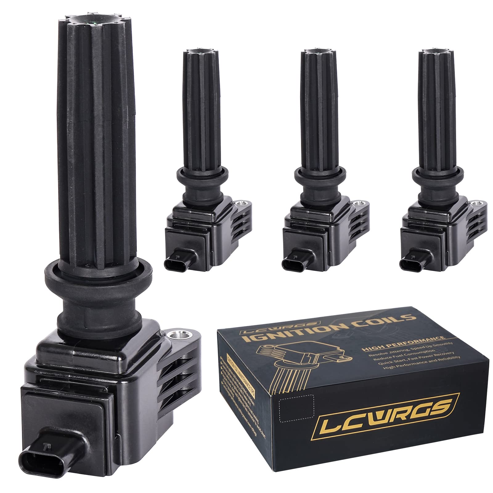 LCWRGS front packaging showing four coil packs and warranty, assures correct purchase