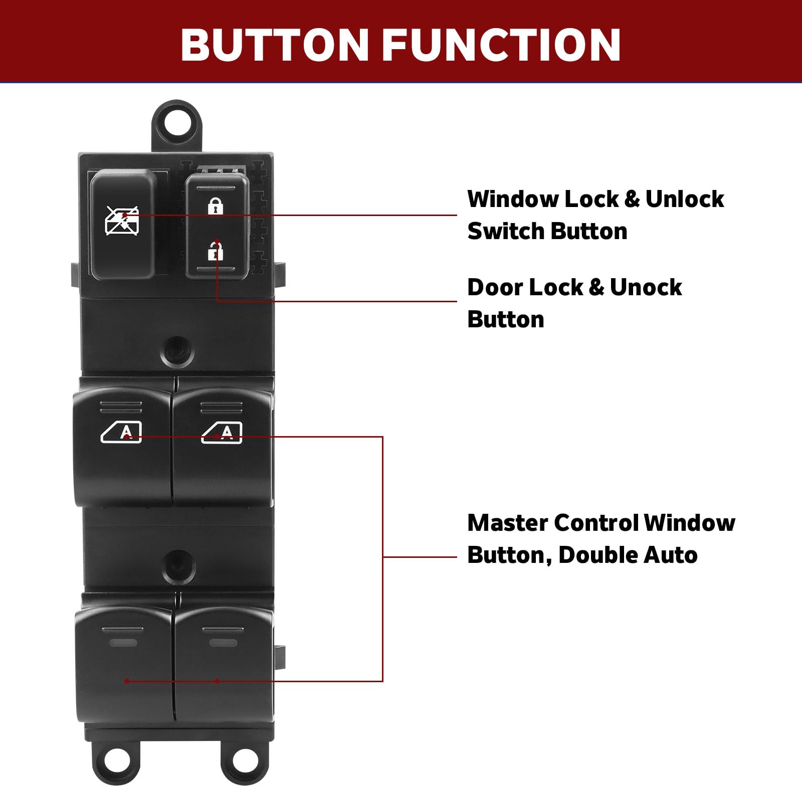 LCWRGS switch installed in Nissan Titan door panel restoring control and convenience