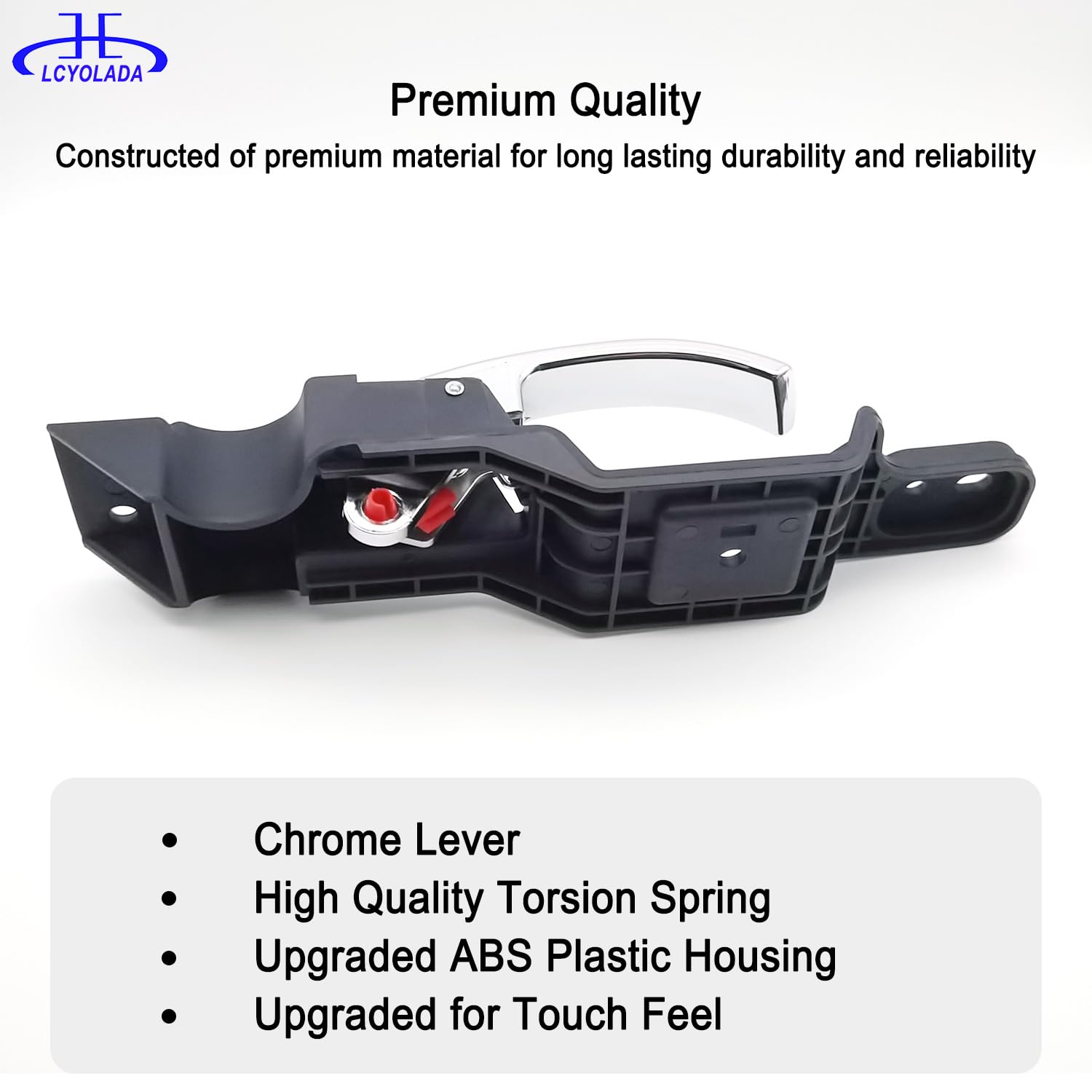 Lcyolada handle installed in Dodge Challenger door demonstrating correct alignment