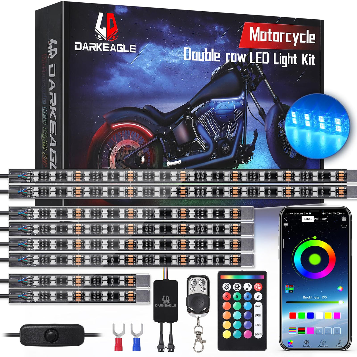 LD DARKEAGLE front view of full 8-piece kit showing contents and benefits
