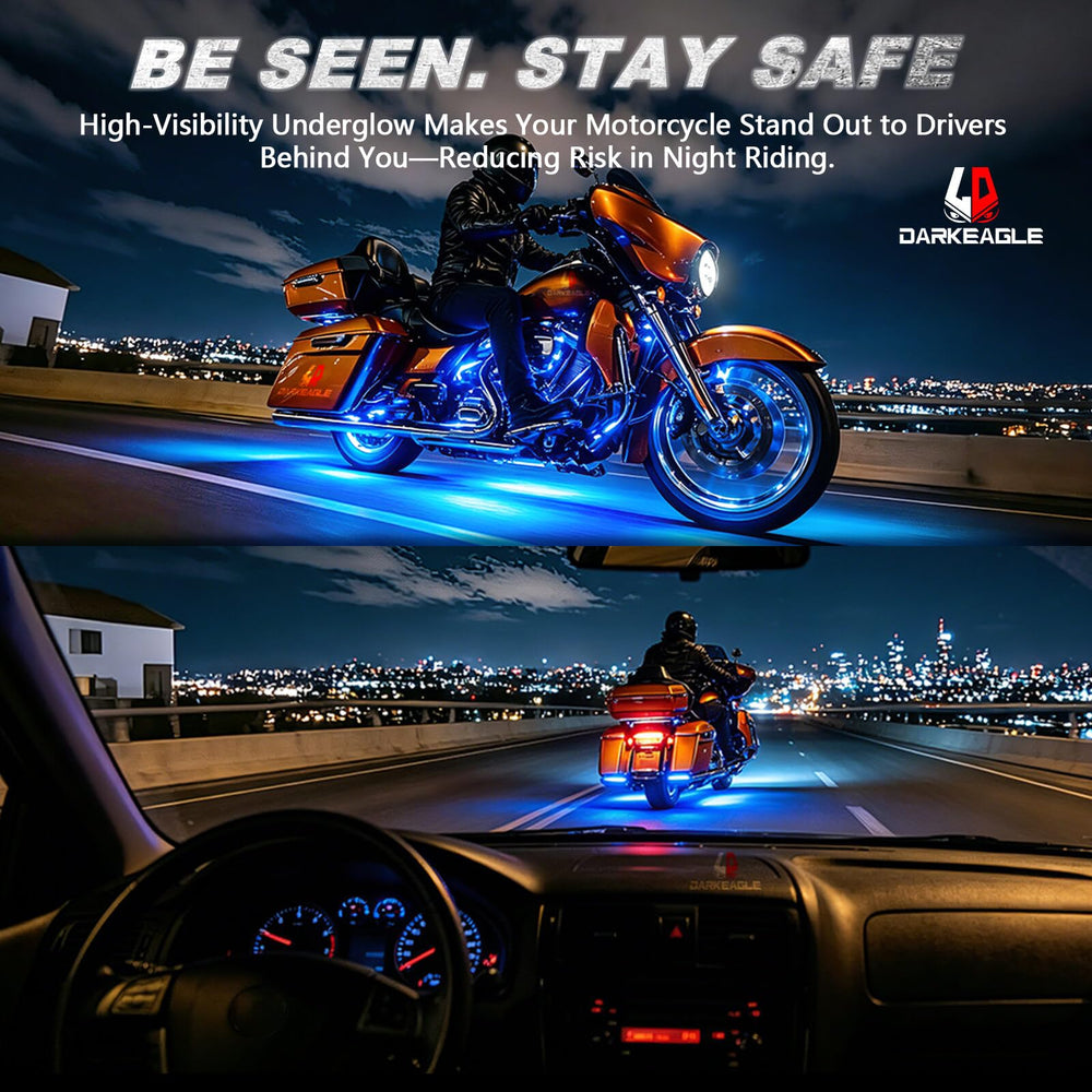 LD DARKEAGLE underbody mounted on sport bike for enhanced night visibility