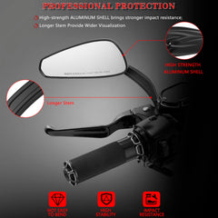 LDJXDADI mirror head rotated to show 360-degree adjustment for precise rider positioning
