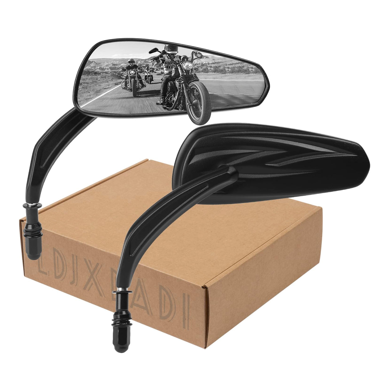 LDJXDADI front view of mirror pair showing sleek black profile and improved rear sight